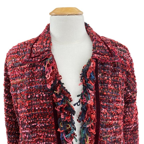 Yak Magik Silk Velvet Whimsigoth Jacket Red Fairy Grunge Fringe Maximalist-L - Picture 3 of 16